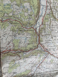 SNOWDON Ordnance Survey CLOTH Seventh Series Map One Inch 1953 Sheet 107 Pentir