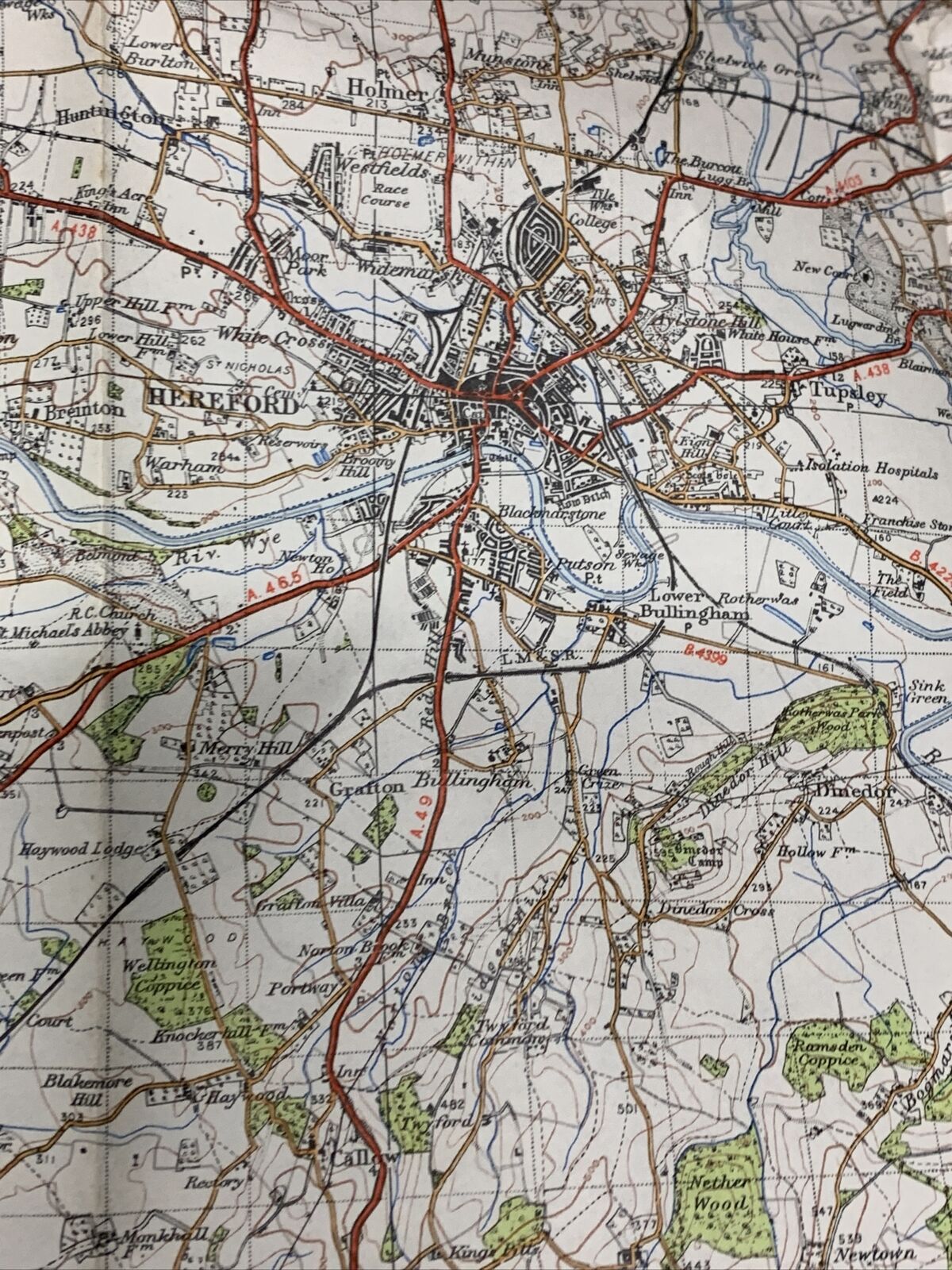 HEREFORD Ordnance Survey 6th Series 1-inch 1947 Sheet 142 Monmouth River Wye