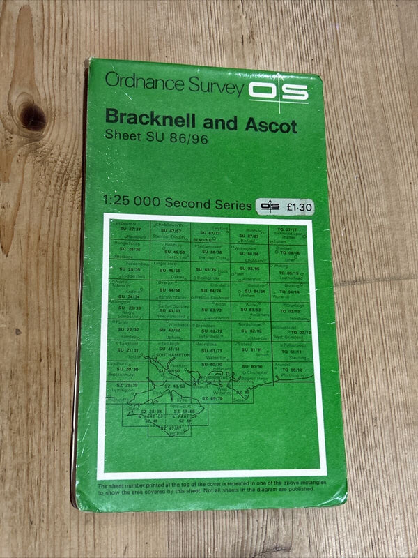 BRACKNELL And ASCOT Ordnance Survey Second Series Pathfinder Map SU 86/96 1978