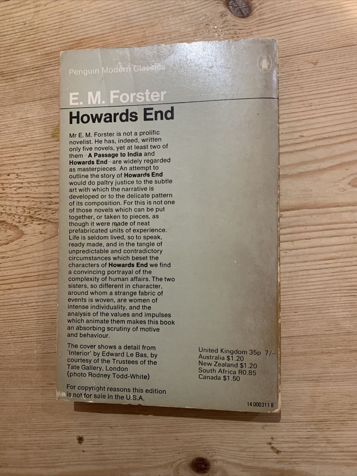 HOWARDS END By EM FORSTER - Penguin Modern Classics 1970