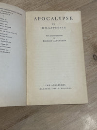 APOCALYPSE By D H Lawrence - The Albatross Book No 31 1931