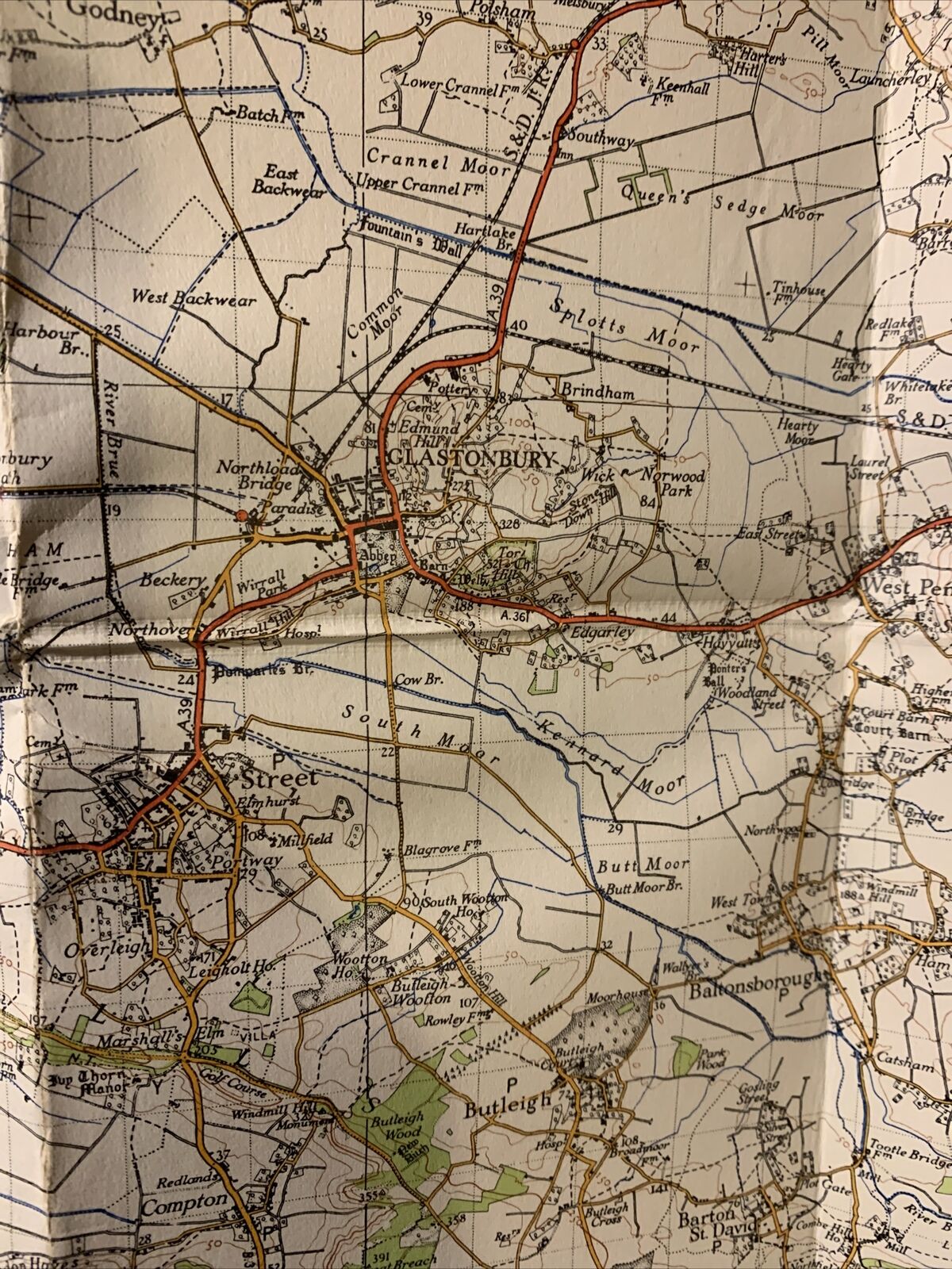 WESTON SUPER MARE Ordnance Survey Cloth Map 1946 Sixth Series No 165 Glastonbury