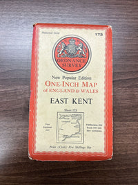 EAST KENT Ordnance Survey Cloth Sixth Series One inch 1945 Sheet 173 Dover Deal