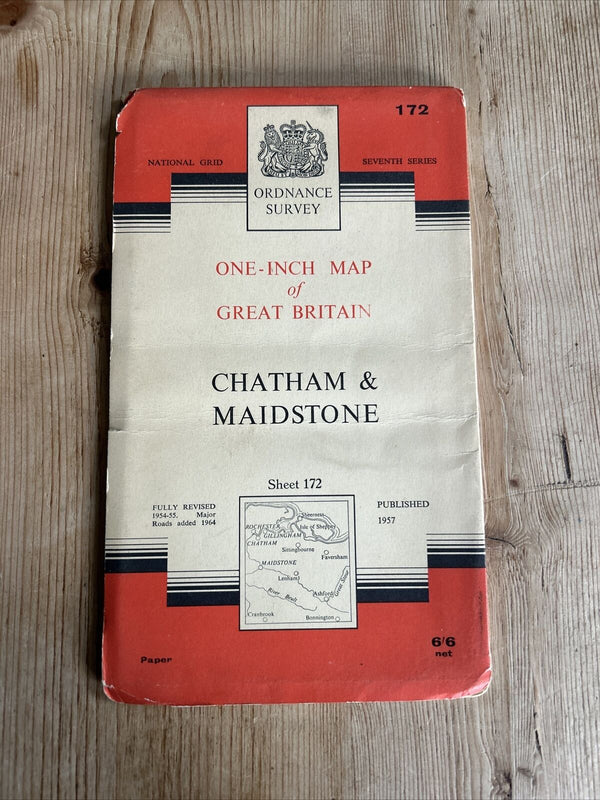 CHATHAM & MAIDSTONE Ordnance Survey Seventh Series 1-inch 1957  Sheet 172