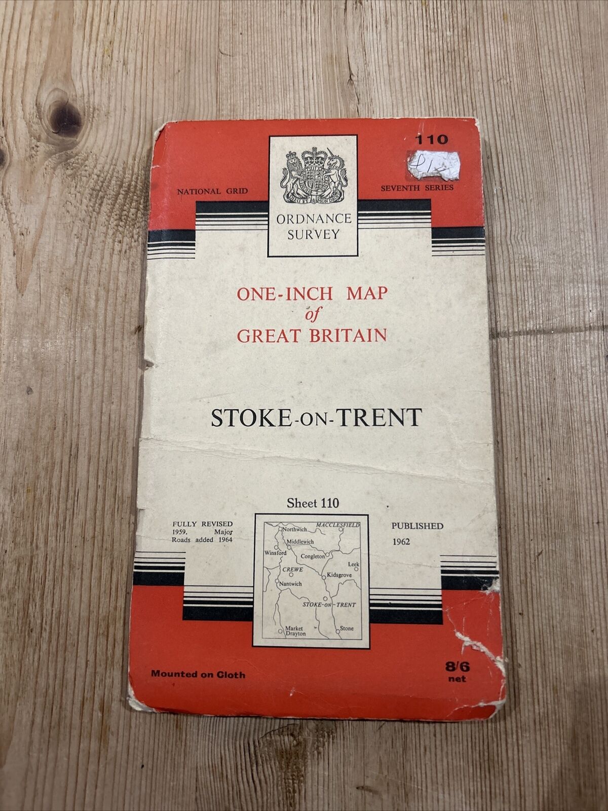 STOKE ON TRENT Ordnance Survey CLOTH Map 1962 Sheet 110 Seventh Series Crewe