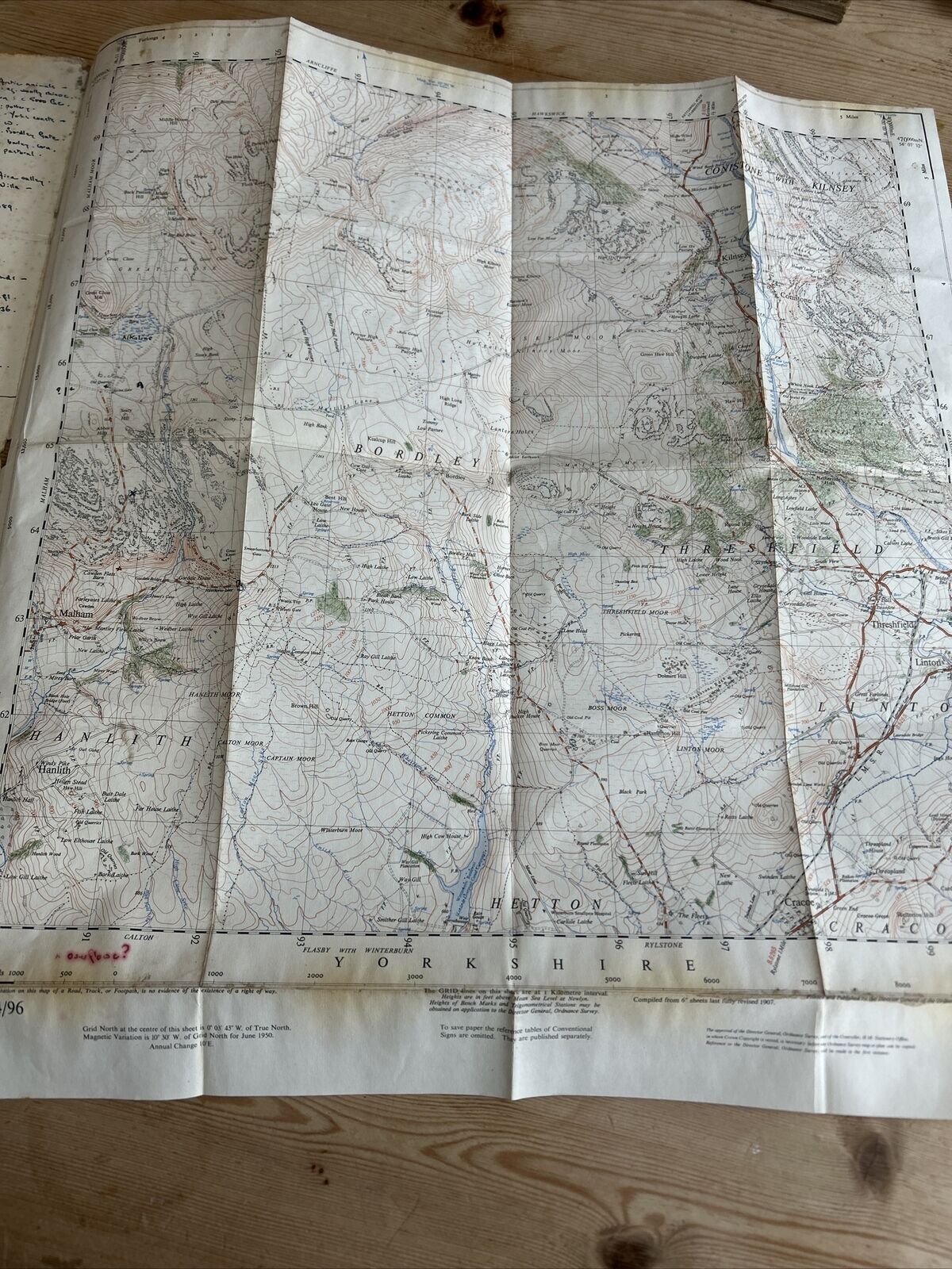 THRESHFIELD Ordnance Survey Sheet 34/96 1:25000 1950 Kilnsey Malham