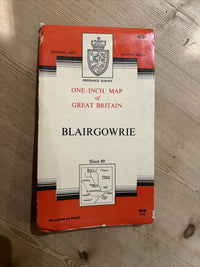 BLAIRGOWRIE Ordnance Survey 7th  Series CLOTH 1 Inch Map Sheet 49 1948 Birnam