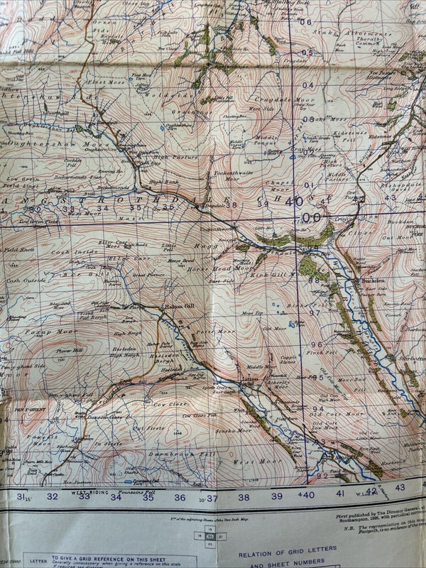 KIRKBY LONSDALE & HAWES Ordnance Survey Sh  20 1 Inch 1940 War Revision No Cover