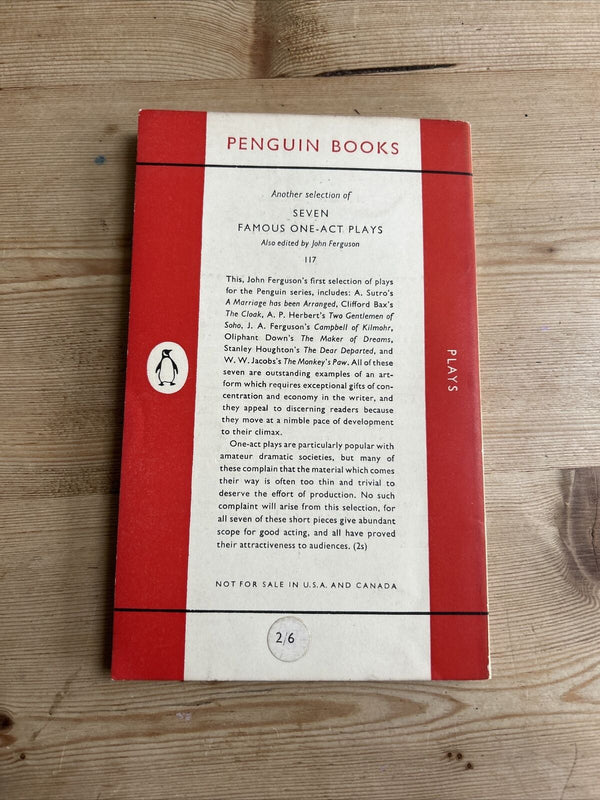 SEVEN FAMOUS ONE-ACT PLAYS Second Series Penguin Paperback 1953 No 900 First Ed