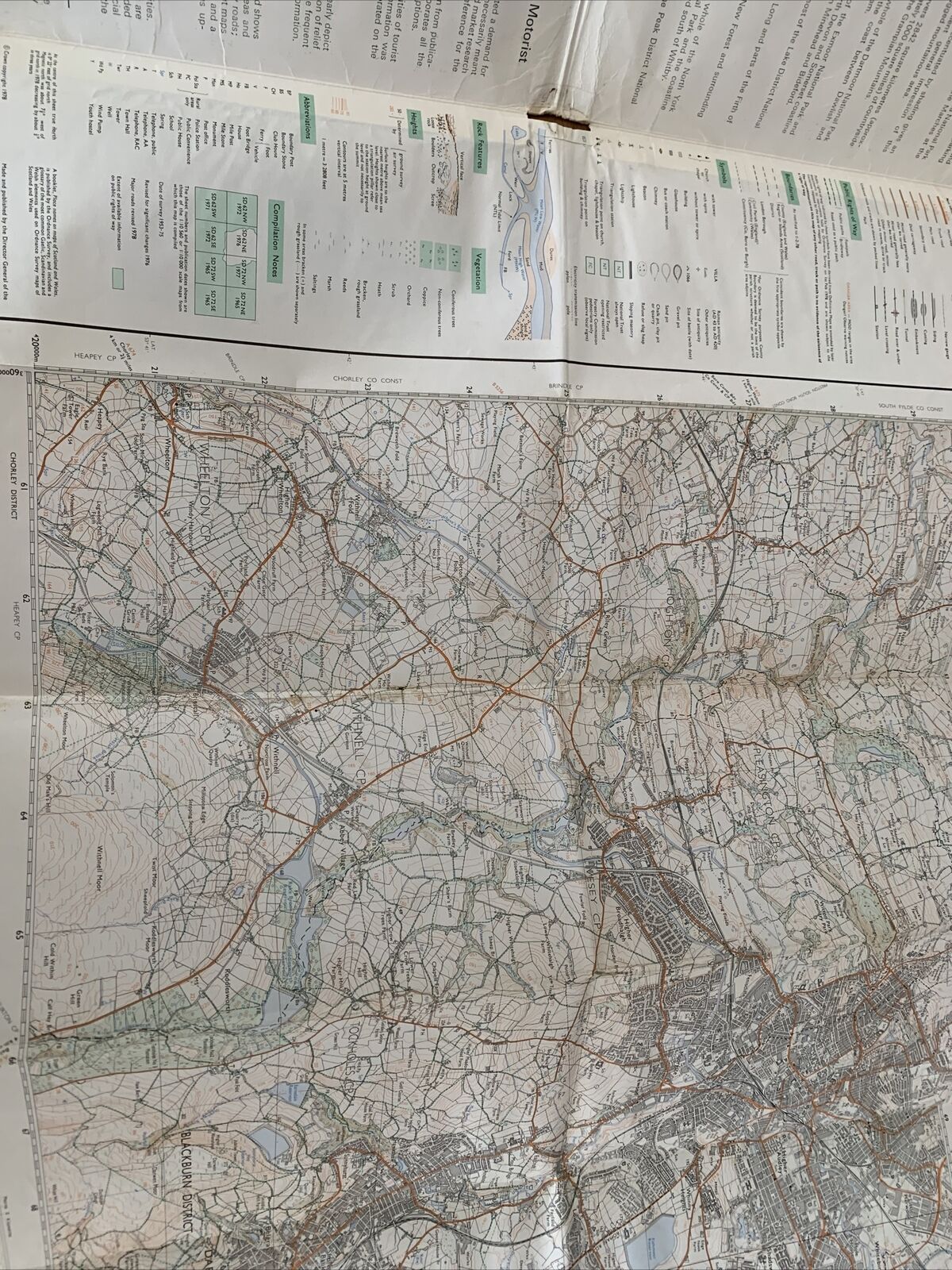 BLACKBURN Darwen Accrington Ordnance Survey 1:25000 Second Series 1978