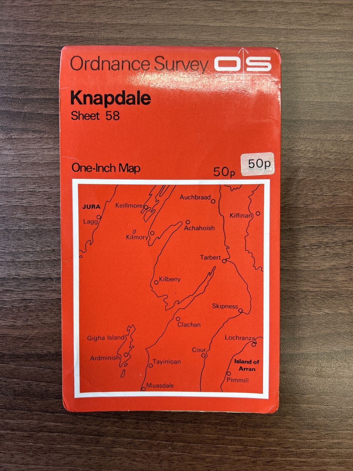 KNAPDALE Ordnance Survey One Inch Sheet 58 Good Condition 1956 Scotland Grogport