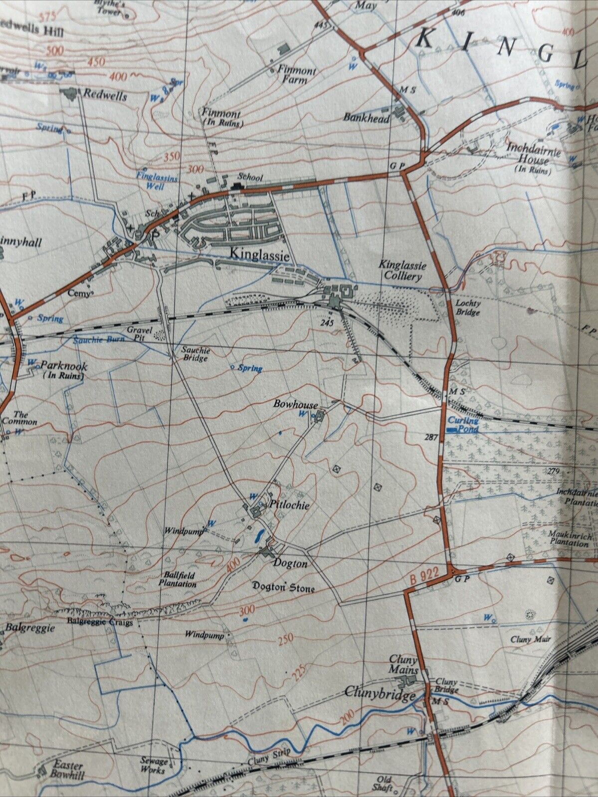 KIRKCALDY Ordnance Survey Sheet NT29  1:25,000 1956 Auchterderran Kinglassie