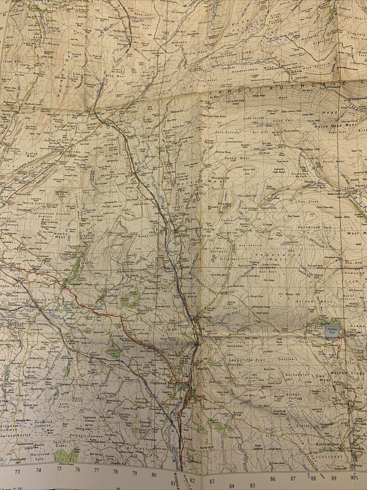 Wensleydale No 90 1961 Cloth Seventh Series Ordnance Survey One Inch Map