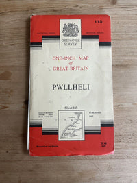 PWLLHELI Ordnance Survey CLOTH Seventh Series Map One Inch 1962 Sheet 115 Nefyn