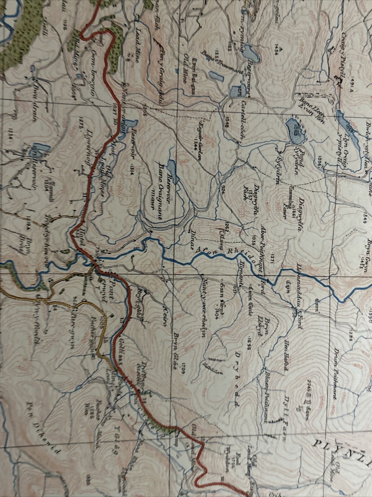 LLANIDLOES Ordnance Survey Paper One Inch Map 1922 Sheet 69 Contoured Caersws