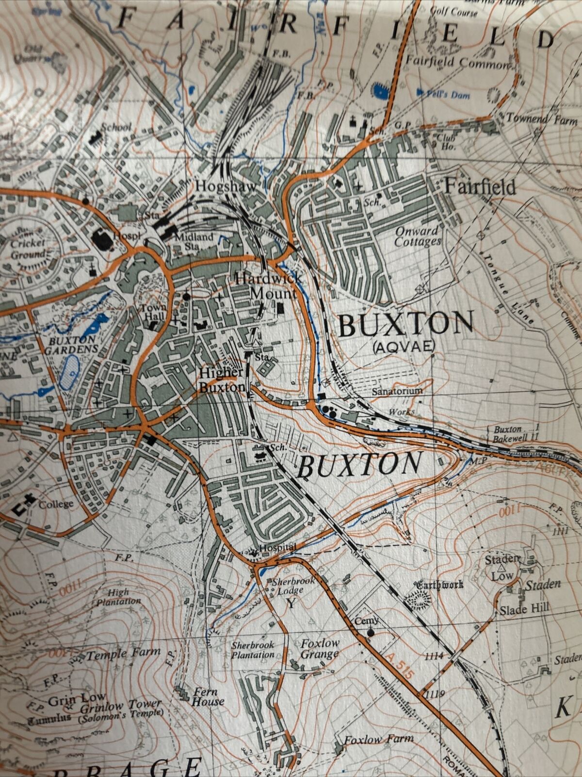 BUXTON Dove Holes 1951 Ordnance Survey SK07 2 & Half Inch MAP First Series