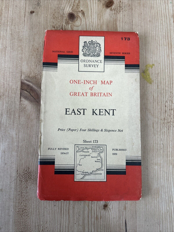 EAST KENT Ordnance Survey Seventh Series Map 1 Inch 1959 Sheet 173 Walmer