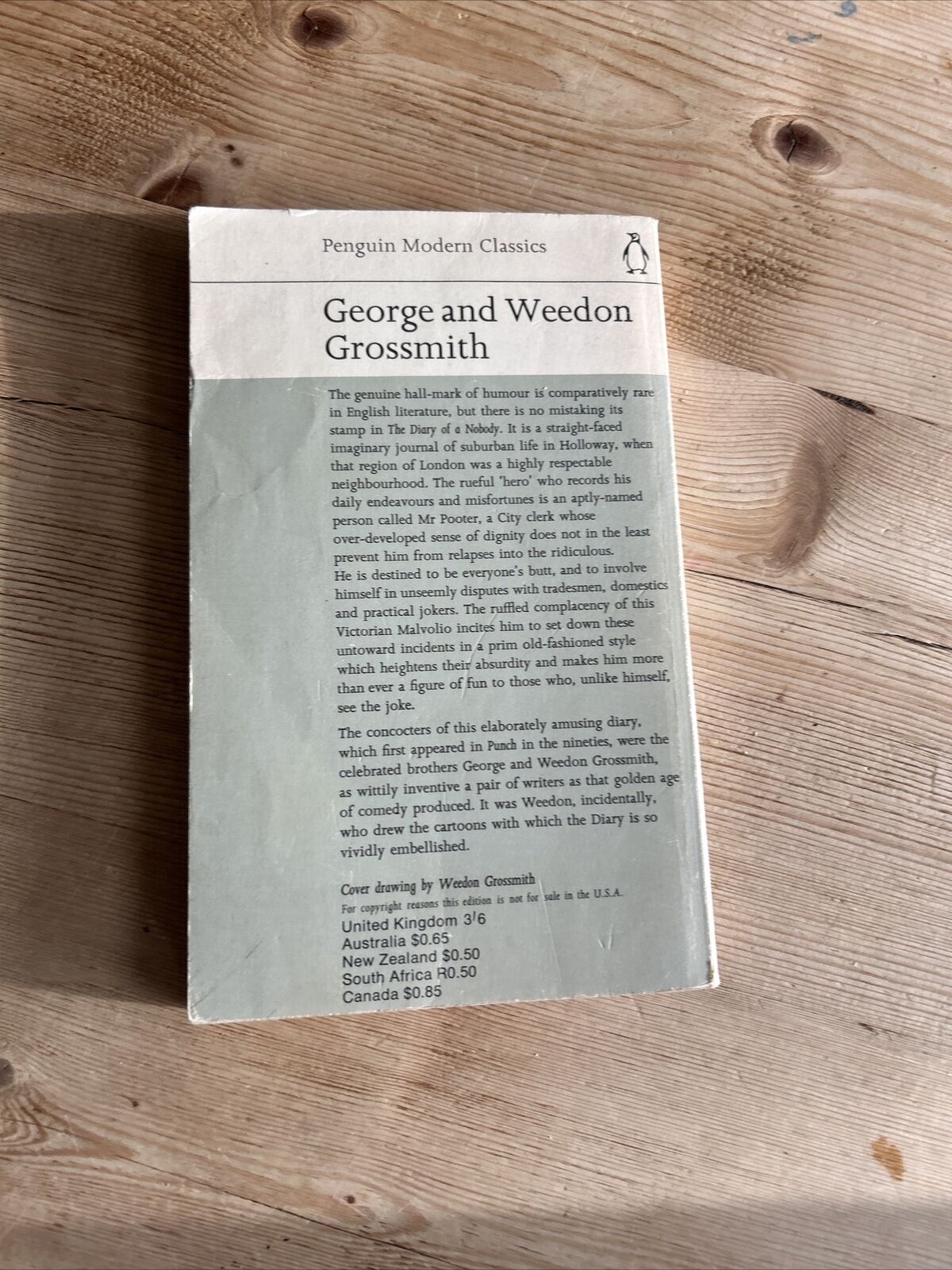 THE DIARY OF A NOBODY George And Weedon Grossmith Penguin Modern Classics 1968