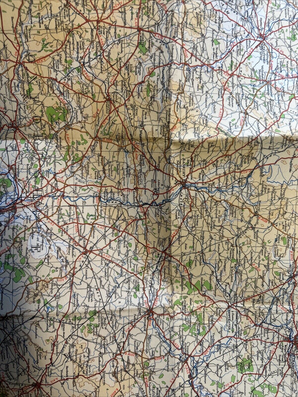 MIDLANDS 1946 Ordnance Survey CLOTH Sheet 8 Quarter Inch Map Fourth Edition