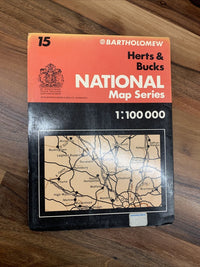 HERTS & BUCKS Bartholomew National Map Series No 15 1975 Watford Ware Baldock