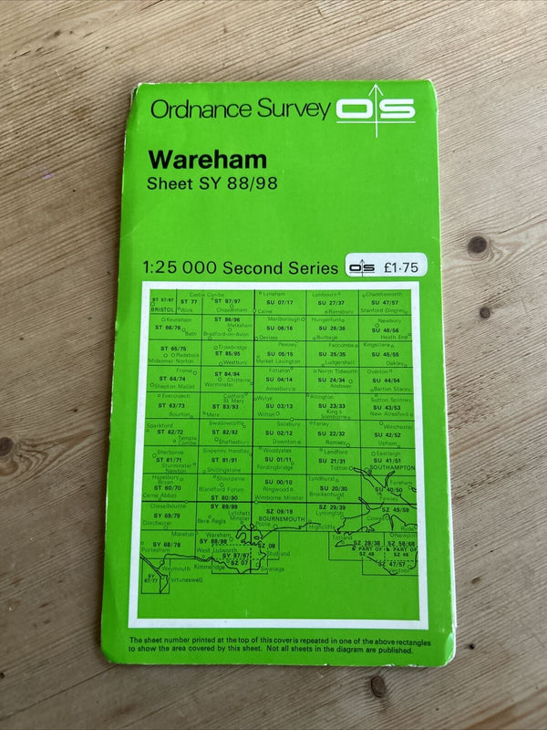 WAREHAM Ordnance Survey Second Series 1:25,000 Map SY88/98 1970 Corfe Castle