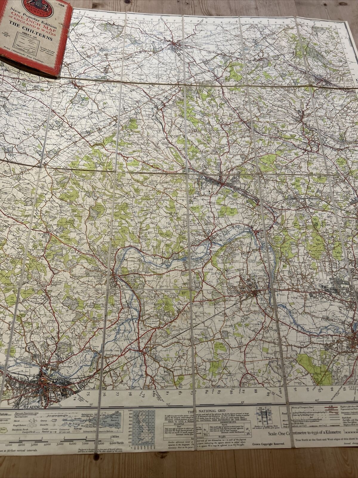 THE CHILTERNS Ordnance Survey Cloth 1 In Map 1945 Sixth Edition Sh 159 Dissected