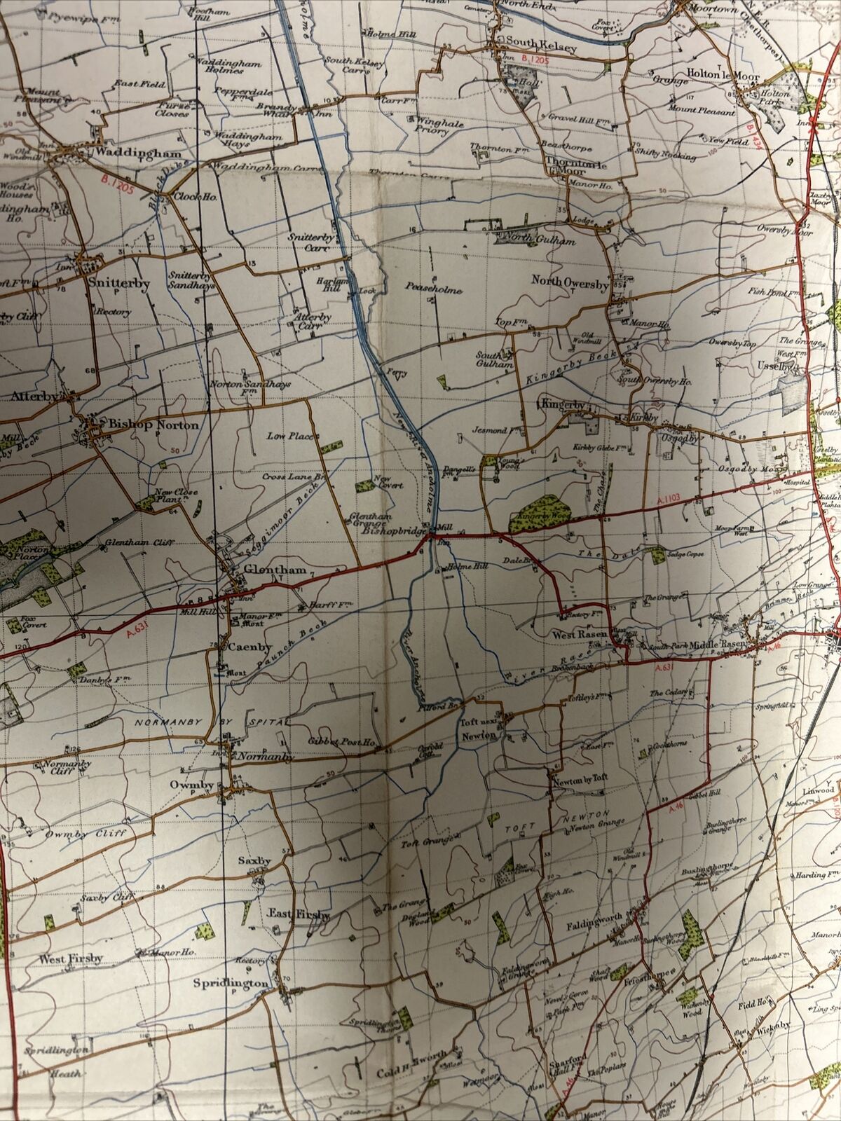 GAINSBOROUGH Ordnance Survey Cloth One Inch Map 1947 Sixth Edition Sheet 104