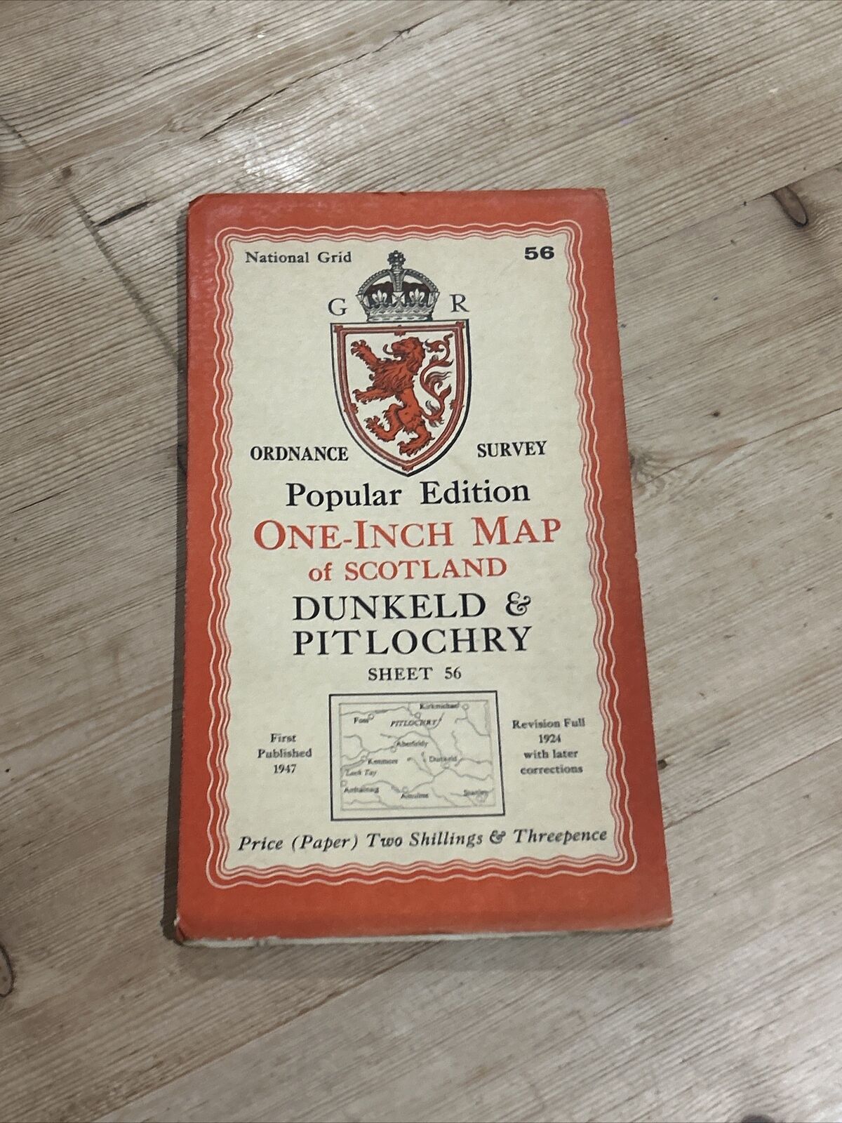 DUNKELD & PITLOCHRY Ordnance Survey One Inch Sheet 56 Popular Ed 1947 Kenmore