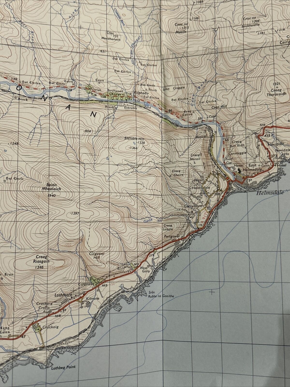 HELMSDALE Ordnance Survey One Inch Sheet 15 Good Condition 1958 / 1969 Brora