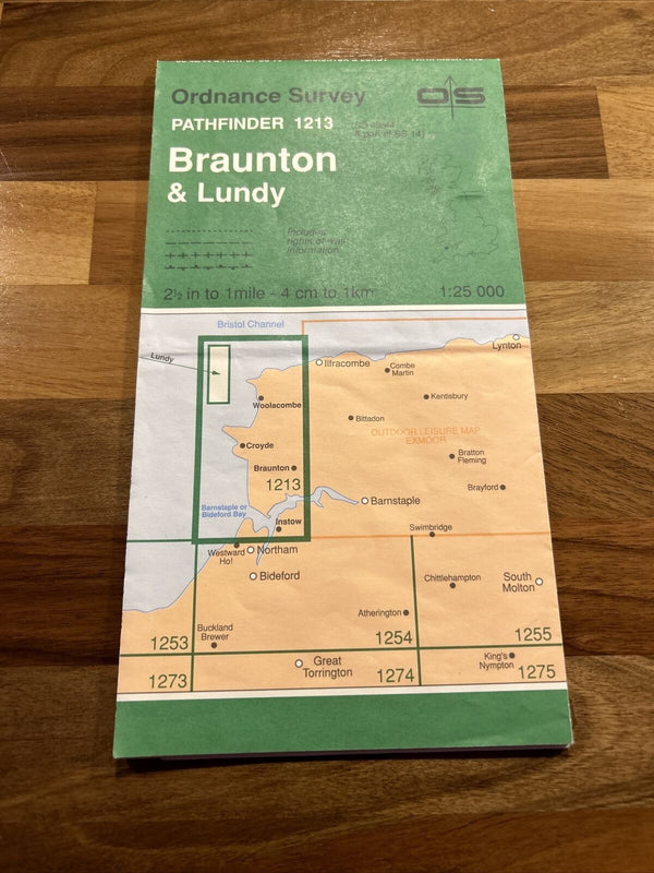 BRAUNTON & LUNDY Pathfinder 1213 Ordnance Survey SS43/44 1:25,000 1993