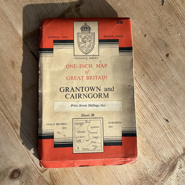 GRANTOWN & CAIRNGORM Ordnance Survey 7th Series CLOTH One Inch Map Sheet 38 1957