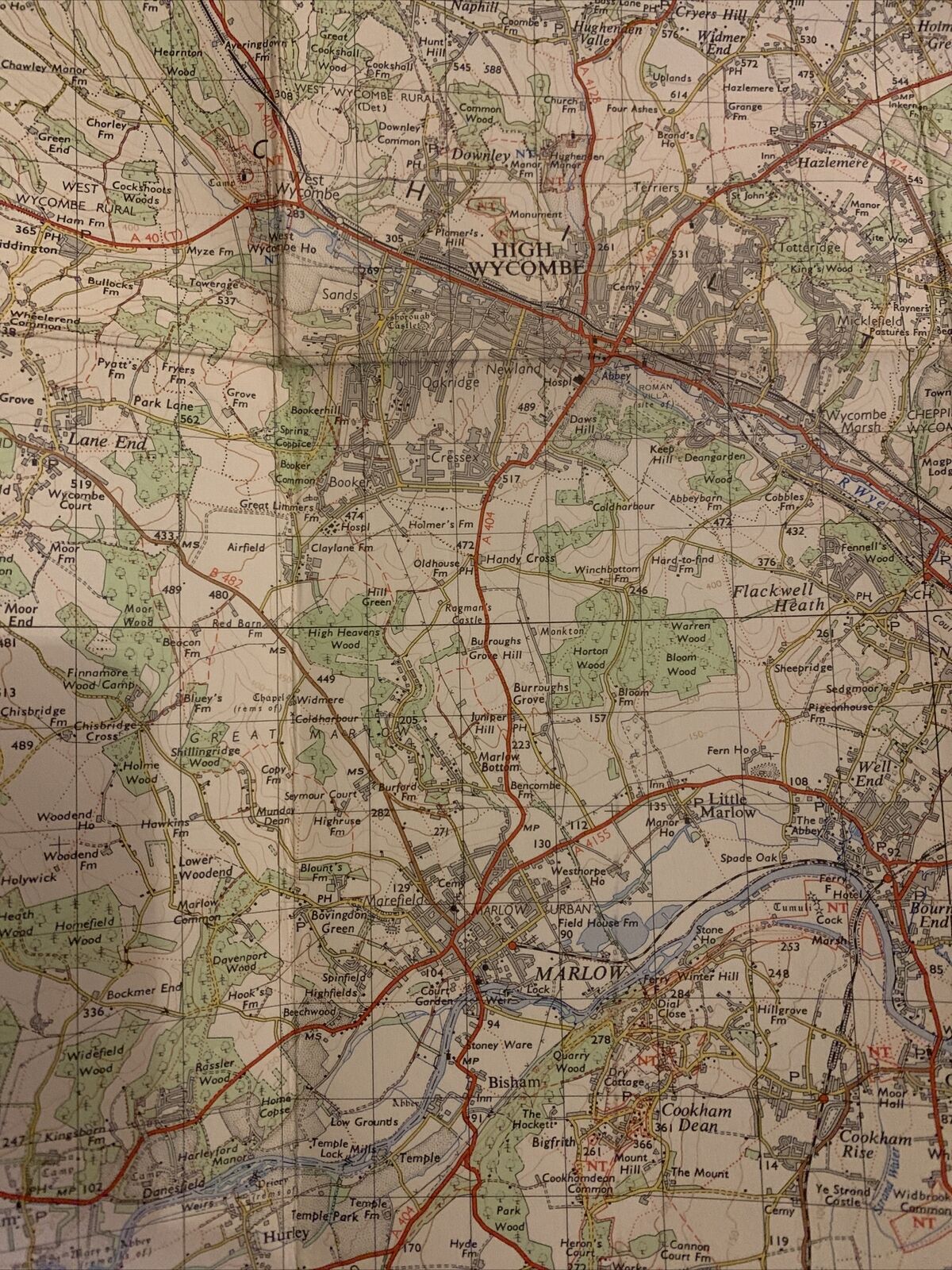 The CHILTERNS Ordnance Survey CLOTH Map 1959  Seventh Series No 159 Windsor