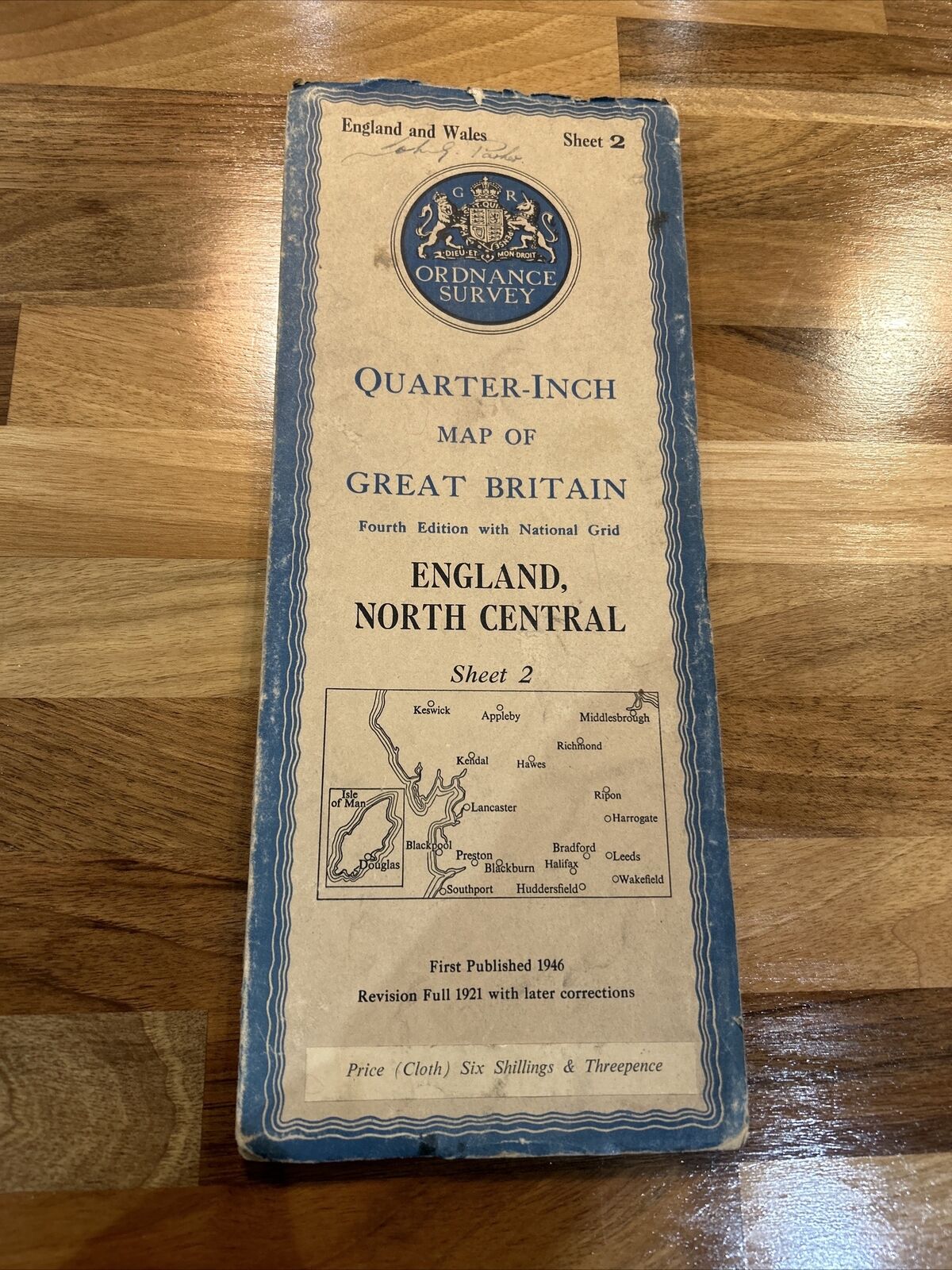 ENGLAND NORTH CENTRAL 1946 Ordnance Survey CLOTH Sheet 2 Quarter Inch Map