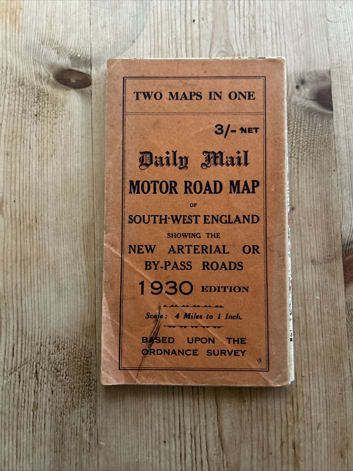 DAILY MAIL Motor Road Map of SOUTH WEST & EASTERN ENGLAND 1930 4 Miles Inch