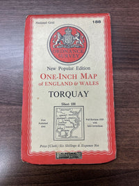 TORQUAY Cloth Ordnance Survey Sixth Series One inch 1946 Sheet 188 Salcombe