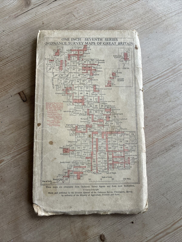 SHREWSBURY Ordnance Survey Seventh Series CLOTH One inch 1961 Sheet 118 Hodnet