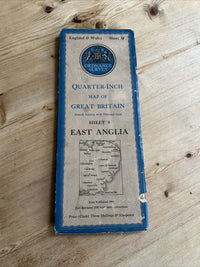 EAST ANGLIA Ordnance Survey CLOTH Sheet 9 Quarter Inch Map 4th Ed 1946 IPSWICH