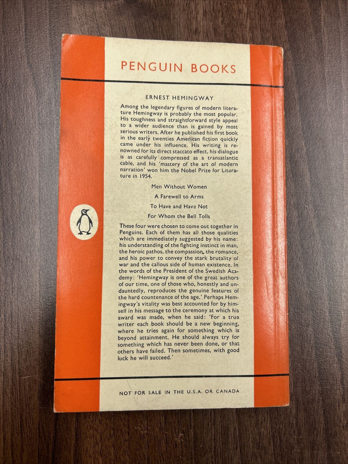 A FAREWELL TO ARMS - Ernest Hemingway - Penguin Books No 2 1959