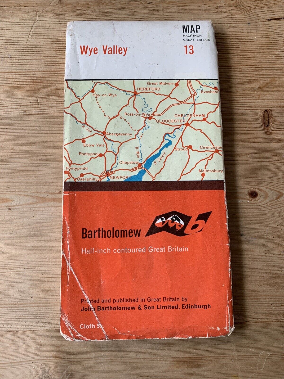 Wye Valley - Bartholomews Half Inch Map 13 1963 Cloth  South Wales Stroud Etc