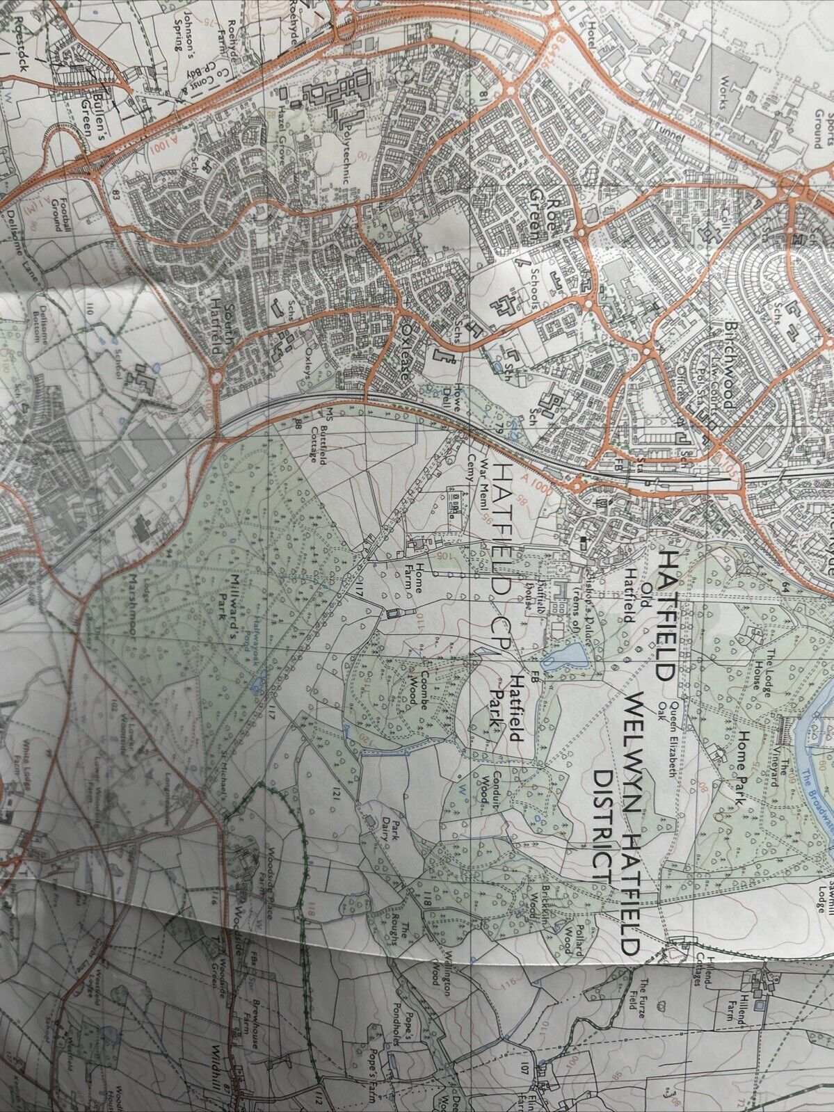 HATFIELD & CHESHUNT Pathfinder 1120 Ordnance Survey 1:25,000 1990 TL20/30