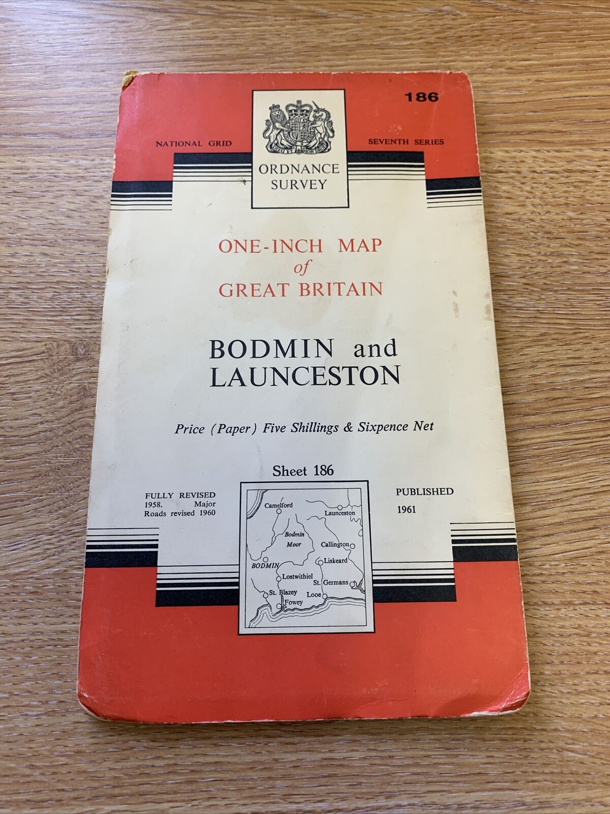 Bodmin & Launceston No 186 1961 Cloth 7th Series Ordnance Survey One Inch Map