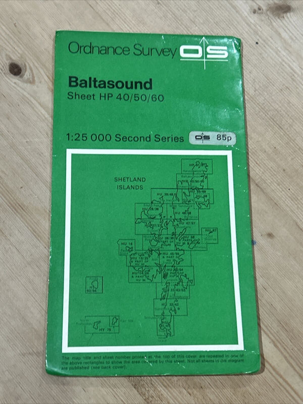 BALTASOUND Ordnance Survey Second Series 1:25,000 Map HP40/50/60 1976 Shetland