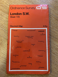 LONDON South West Guildford Staines- Ordnance Survey Map One Inch 1970 Sheet 170