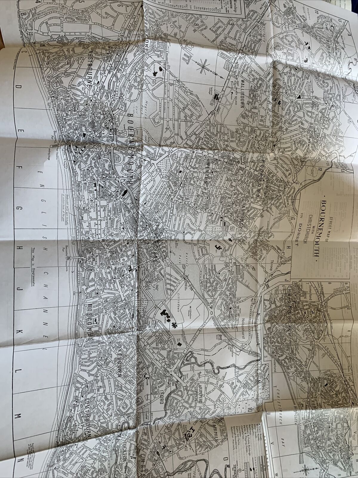 Bournemouth And Poole Map - SP Maps Circa 1990!? Christchurch Dorset