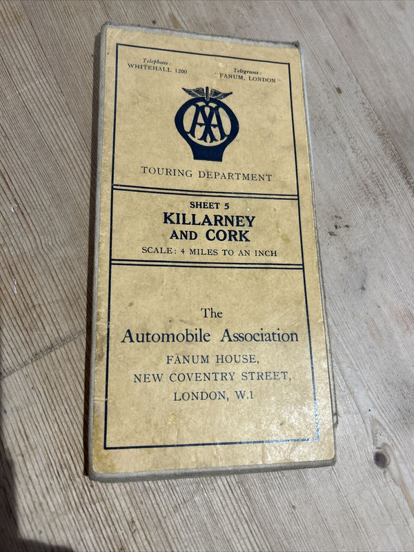 AA KILLARNEY and CORK Motor Map Sheet 5 Ireland Cloth Dingle Bay Corcaigh