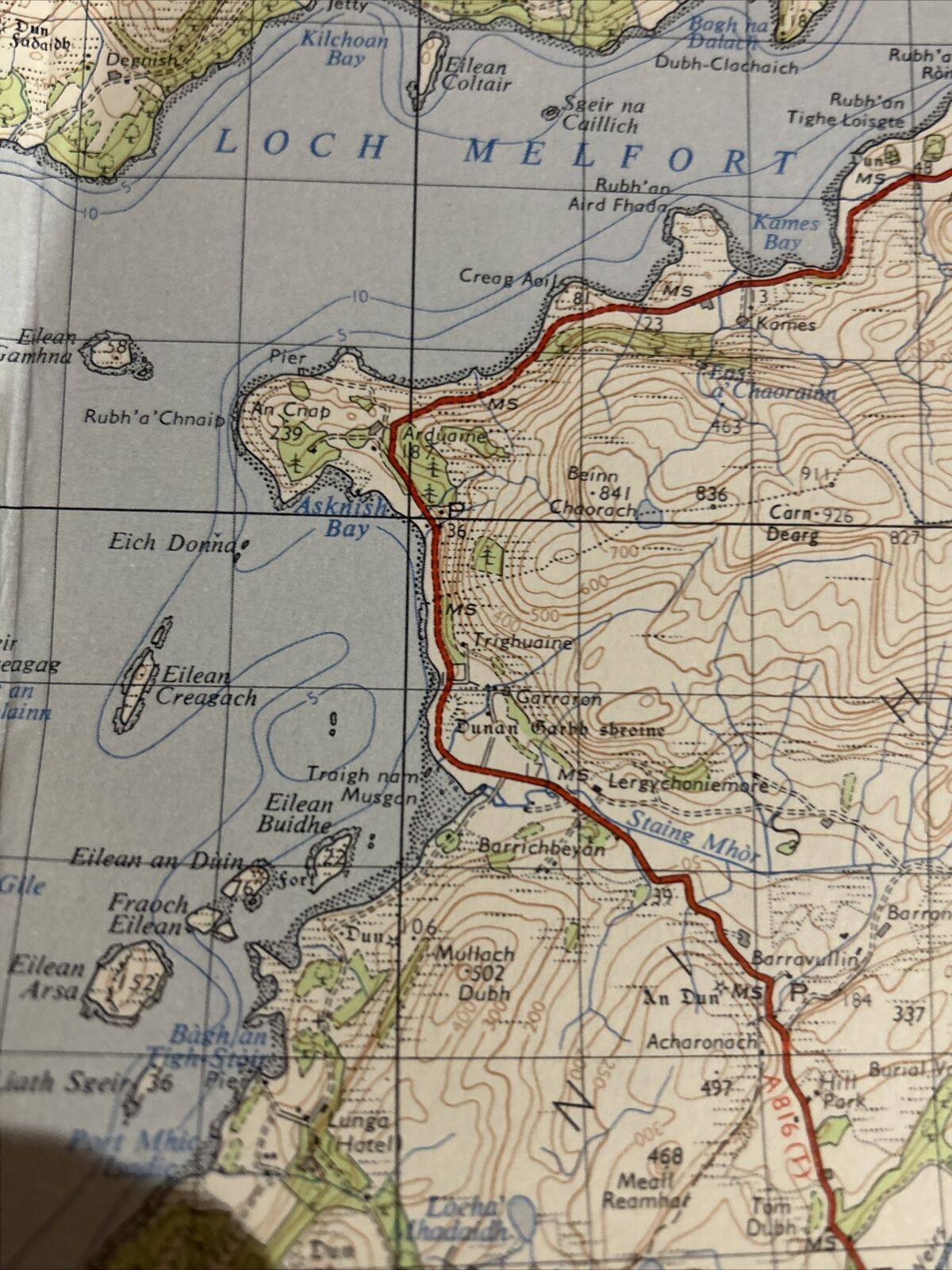 LOCH AWE CLOTH Ordnance Survey 1956 Seventh Series No 52 Lochgilphead Shuna