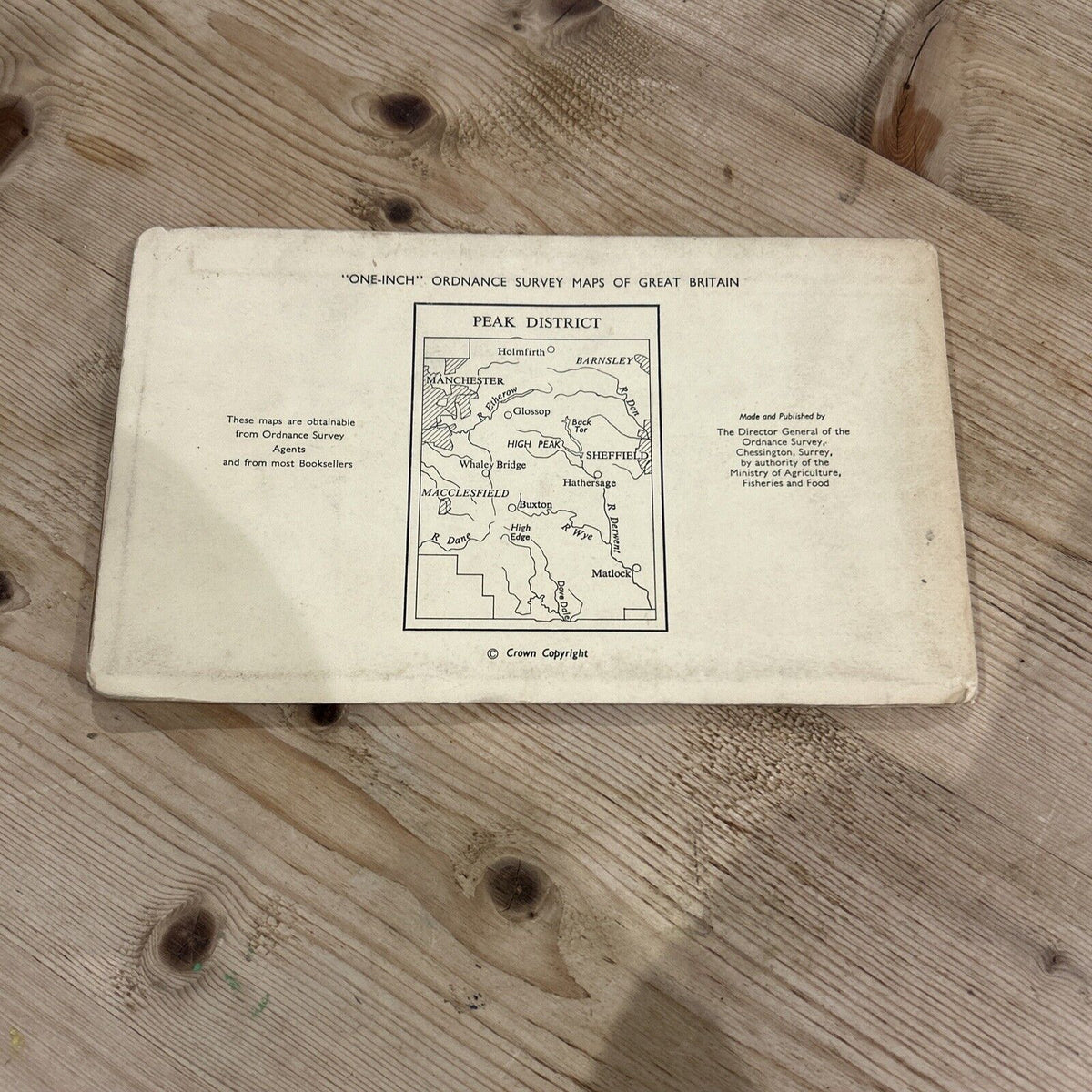 PEAK DISTRICT Ordnance Survey One Inch Paper Tourist Map 1963 Buxton Matlock