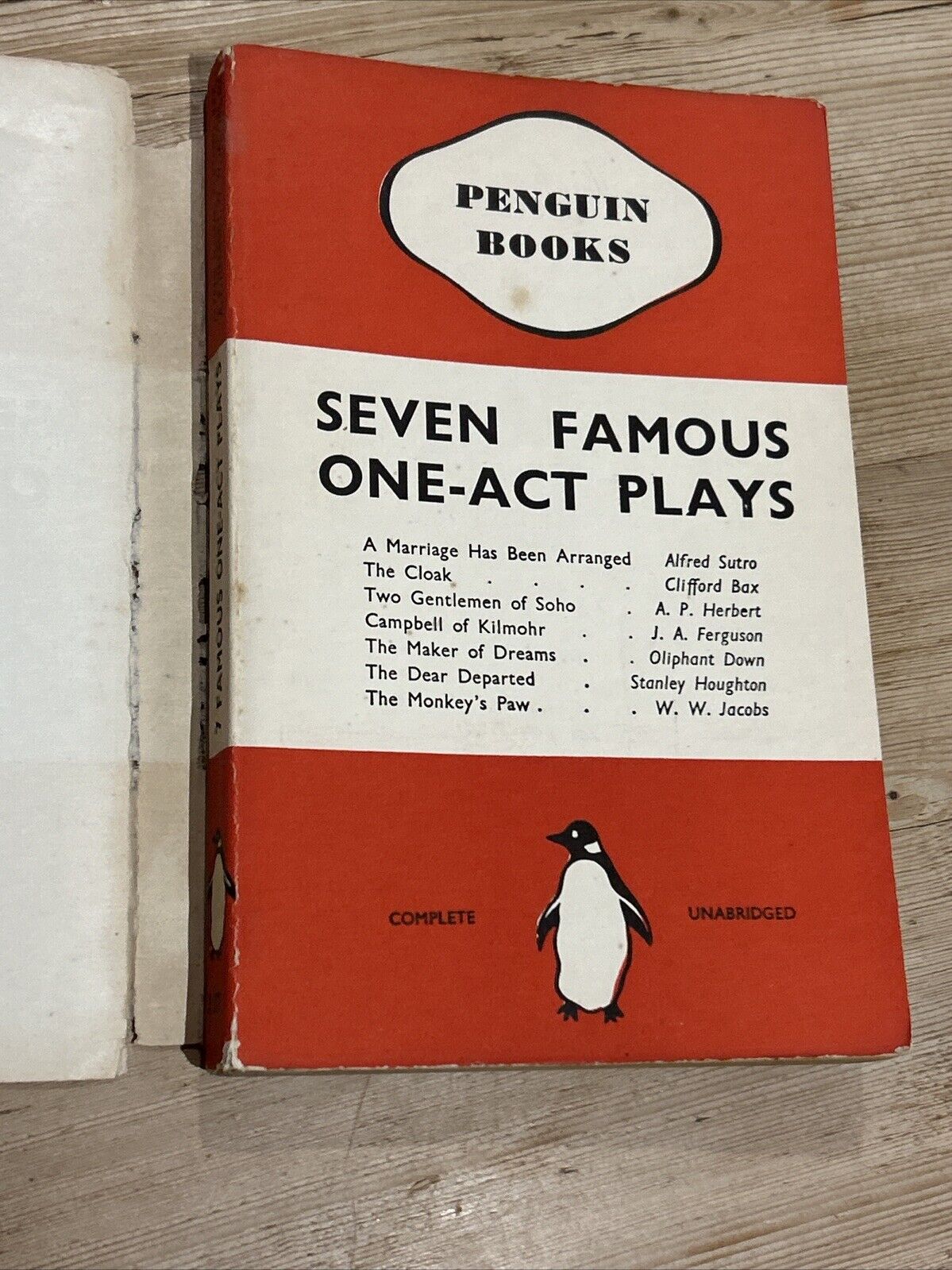 SEVEN FAMOUS ONE-ACT PLAYS Various - Penguin Books 1937 No 117 First Dust Jacket