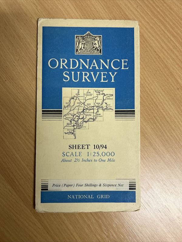 GRAMPOUND Ordnance Survey 1:25,000 National Grid Sheet 10/94 1951 Cornwall