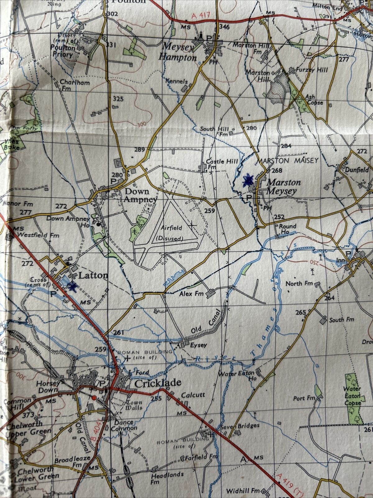 SWINDON Ordnance Survey Seventh Series CLOTH One inch 1958  Sheet 157 Marked